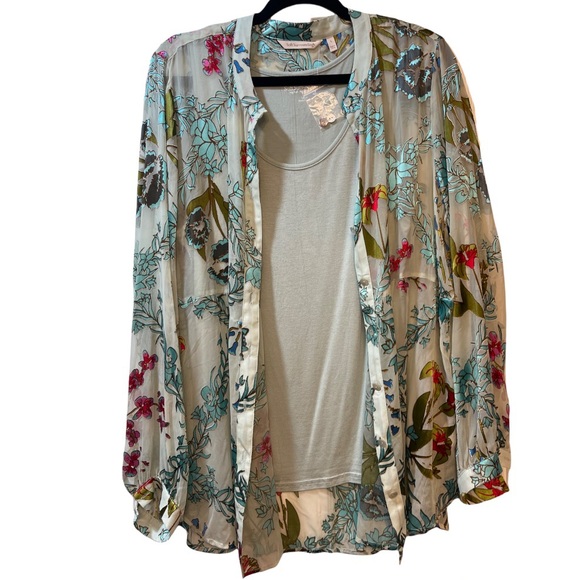 Soft Surroundings Becca Shirt & Cami - Burnout Velvet top - Picture 4 of 8